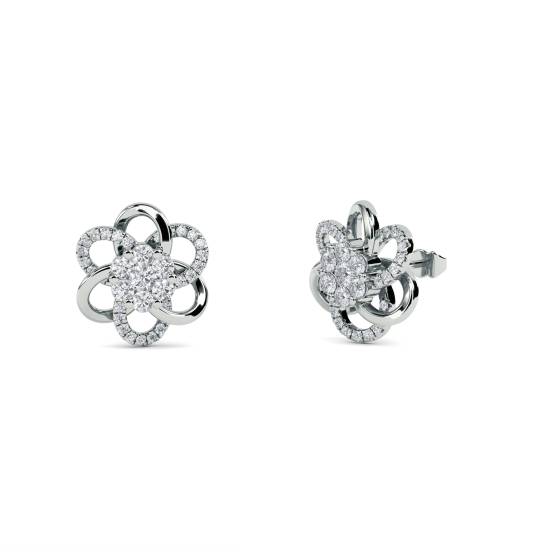 Modern Round Diamond Designer Flower Earrings