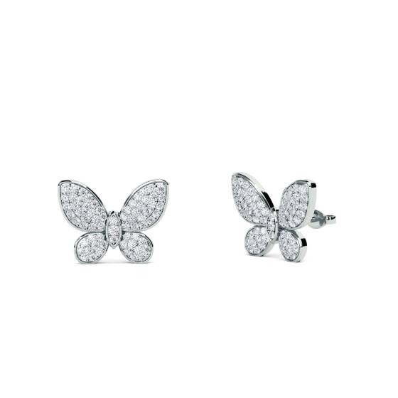 Modern Designer Butterfly Round Diamond Earrings