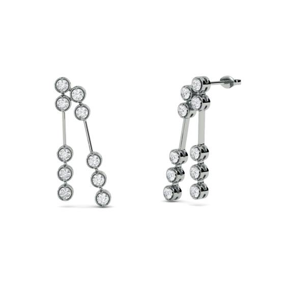 Modern Round Diamond Drop Earrings