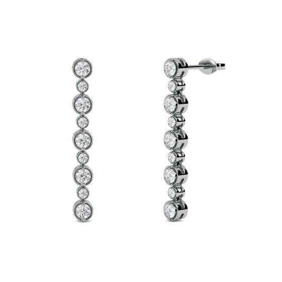 Modern Round Diamond Drop Earrings