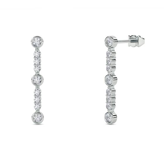 Modern Round Diamond Drop Earrings