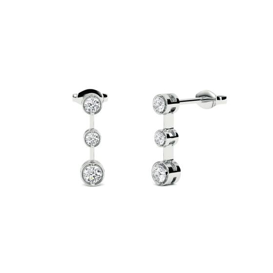 Modern Round Diamond Drop Earrings