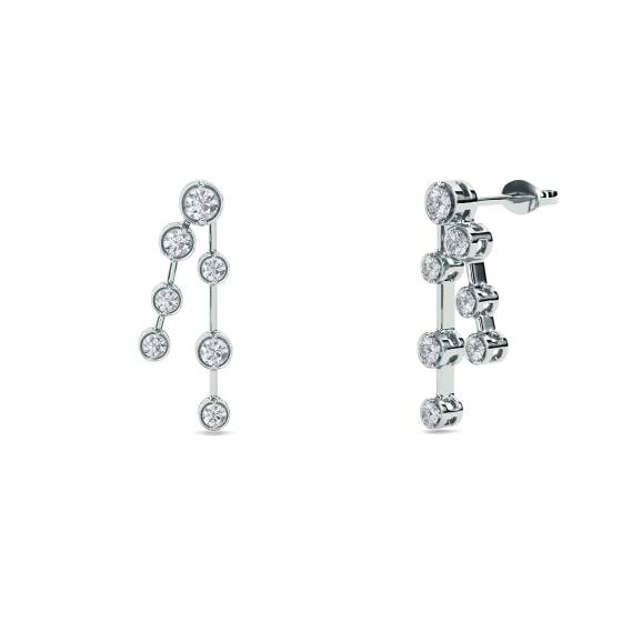 Modern Round Diamond Drop Earrings