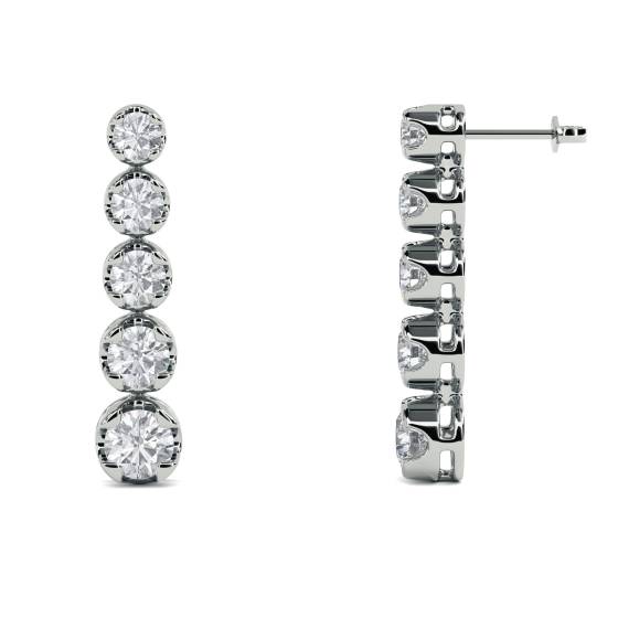Modern Round Diamond Drop Earrings