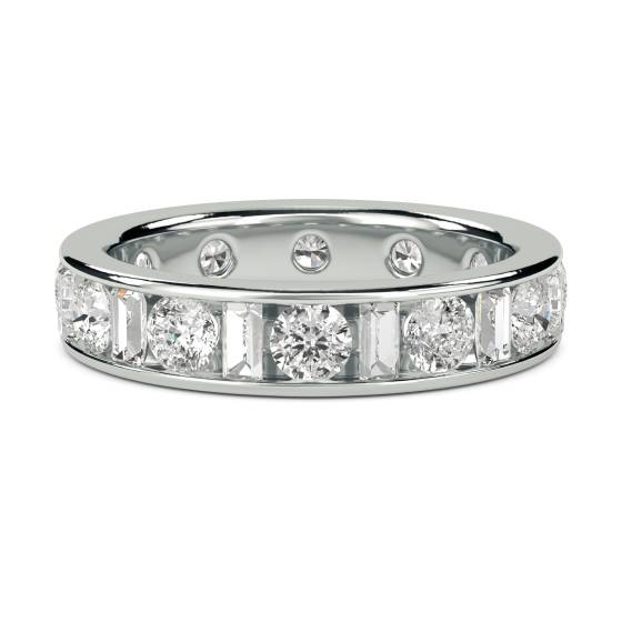 Round and Baguette Diamond Full Eternity Ring