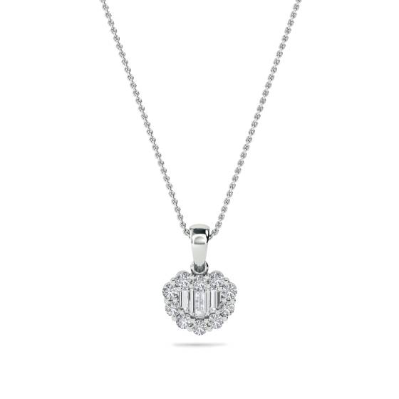 Cluster Round and Baguette Diamond Designer Pendant