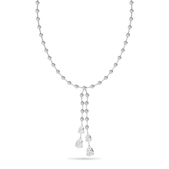 Elegant Round Diamond Two Drop Necklace