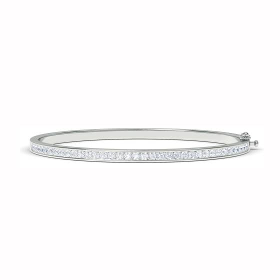 1.00ct VS/E-F Elegant Natural Round Diamond Set Bangle in 9k White Gold