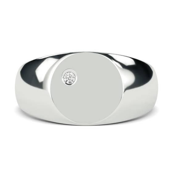 Round Diamond Gents Oval Signet Ring