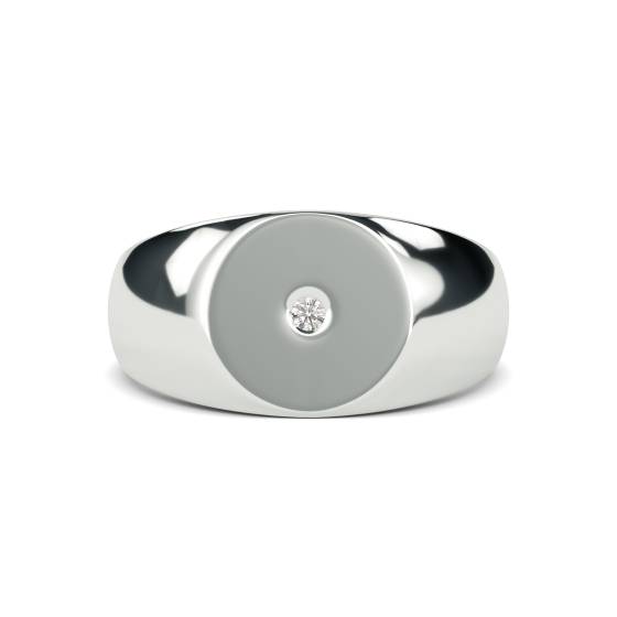 Round Diamond Gents Oval Signet Ring