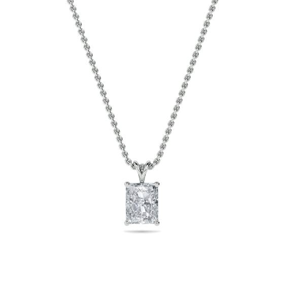 Modern Radiant Diamond Solitaire Pendant