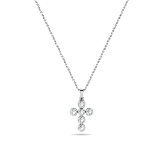 Modern Round Diamond Cross Pendant