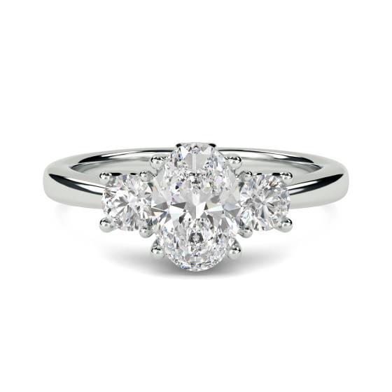 Oval and Round Diamond Trilogy Ring