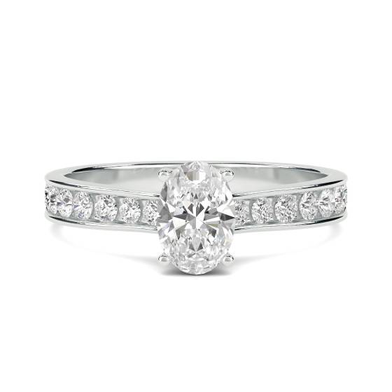 Oval Diamond Shoulder Set Ring