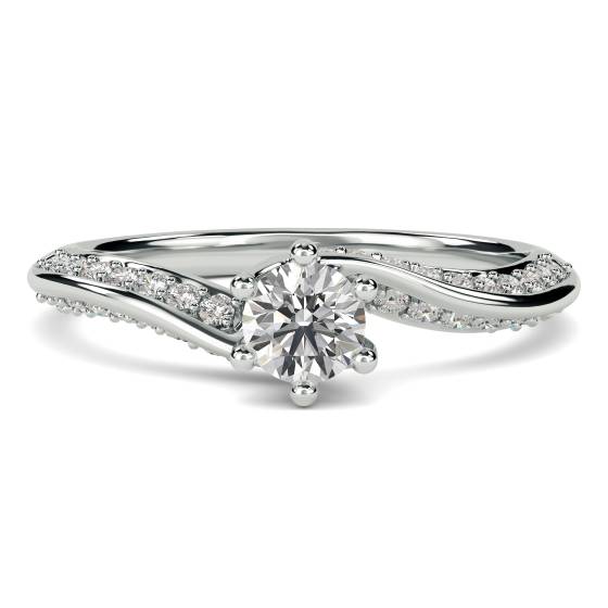 0.75ct VS1/G Natural Round Diamond Shoulder Set Ring in 18k White Gold