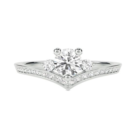 0.59ct VS/F-G Modern Natural Round Diamond Designer Ring in 18k White Gold
