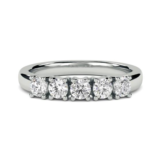 DHDOMHET137 5 Stone Round Diamond Half Eternity Ring