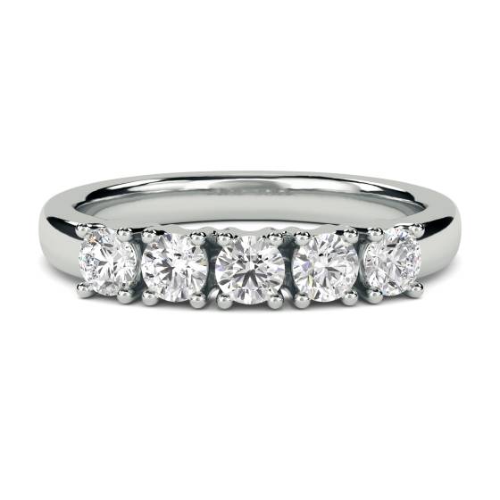 DHDOMHET137 5 Stone Round Diamond Half Eternity Ring
