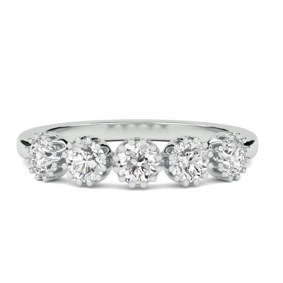 DHDOMHET20165 5 Stone Round Diamond Half Eternity Ring