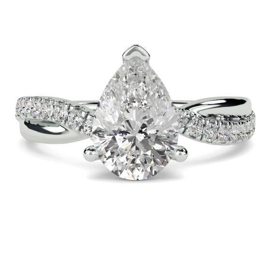 Infinity Pear and Round Diamond Engagement Ring