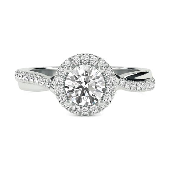 Round Diamond Single Halo Infinity Shoulder Set Ring