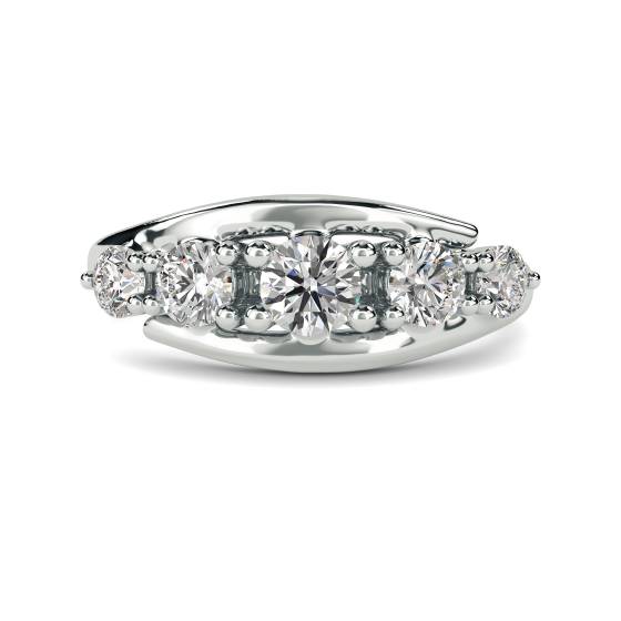 5 Stone Round Diamond Half Eternity Ring