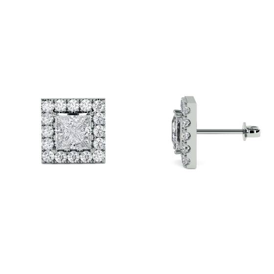 0.30ct Princess Diamond Single Halo Earrings