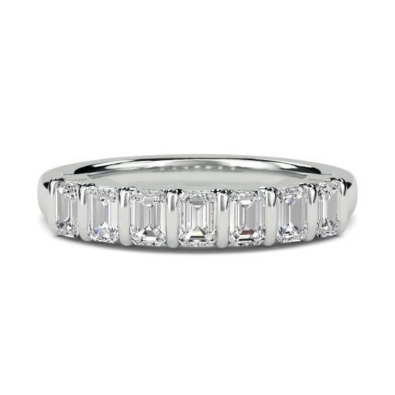 DHHET1005 7 Stone Emerald Diamond Half Eternity Ring