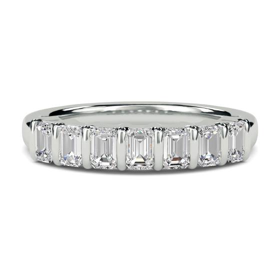 DHHET1005 7 Stone Emerald Diamond Half Eternity Ring