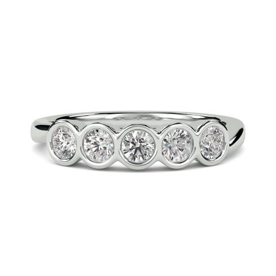 DHHET153 5 Stone Round Diamond Bezel Set Half Eternity Ring