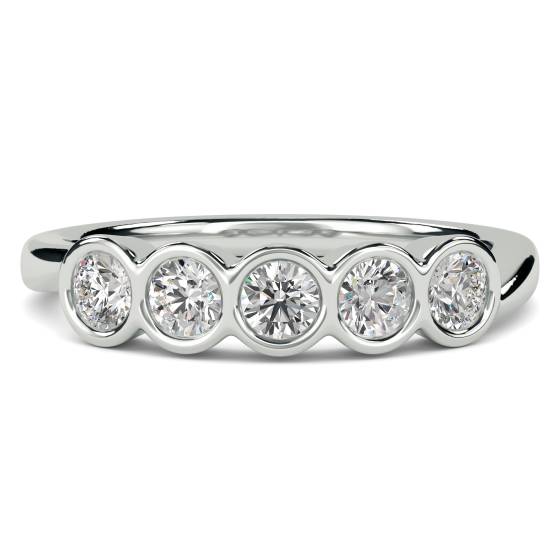 DHHET153 5 Stone Round Diamond Bezel Set Half Eternity Ring