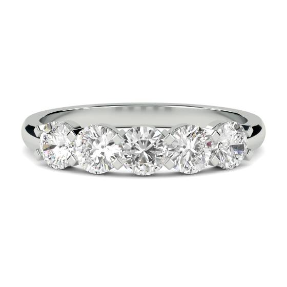 5 Stone Round Diamond Half Eternity Ring
