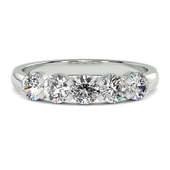 5 Stone Round Diamond Half Eternity Ring