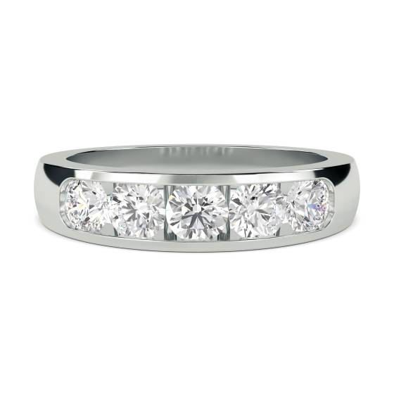 5 Stone Round Diamond Half Eternity Ring