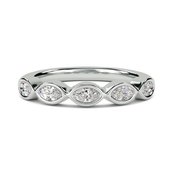 DHHET227 5 Stone Marquise Diamond Bezel Set Half Eternity Ring