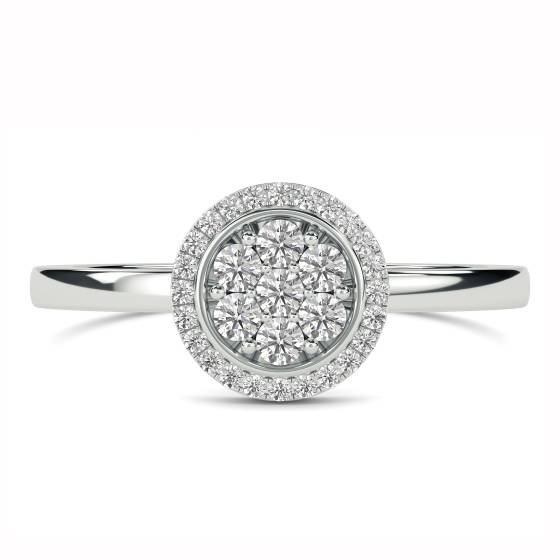 0.48ct VS/E-F Natural Round Diamond Cluster Ring in 18k White Gold