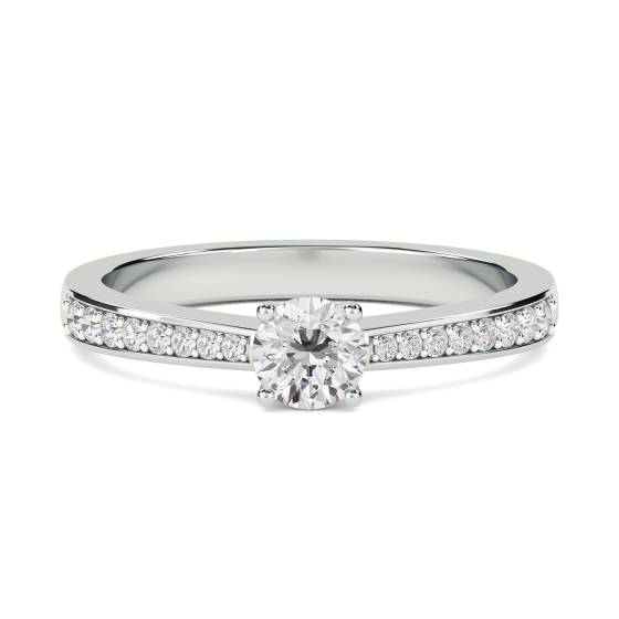 0.50ct VS/E-F Petite Natural Round Diamond Shoulder Set Ring in 18k White Gold