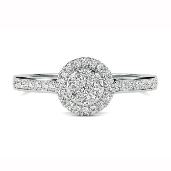 0.52ct VS/E-F Elegant Natural Round Diamond Cluster Ring in 18k White Gold
