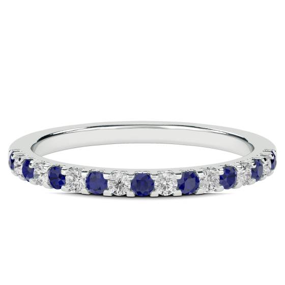 2.5mm Blue Sapphire and Diamond Eternity Ring