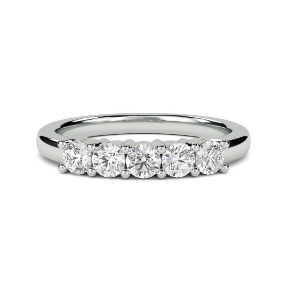 DHMT05102 5 Stone Round Diamond Half Eternity Ring