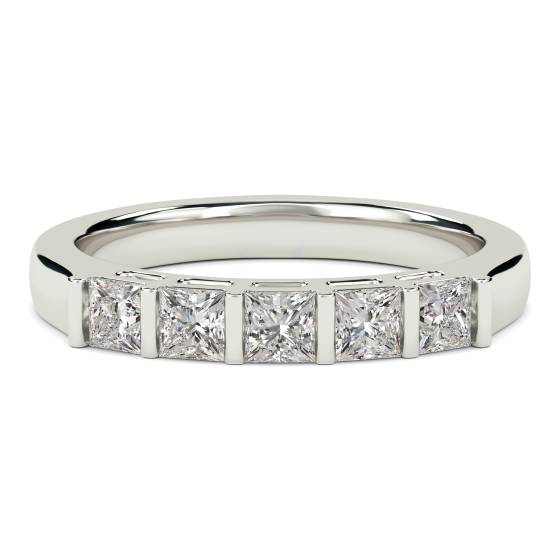 0.50ct SI2/G 5 Stone Natural Diamond Ring in 18k White Gold
