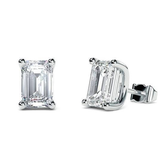 Classic Emerald Diamond Stud Earrings