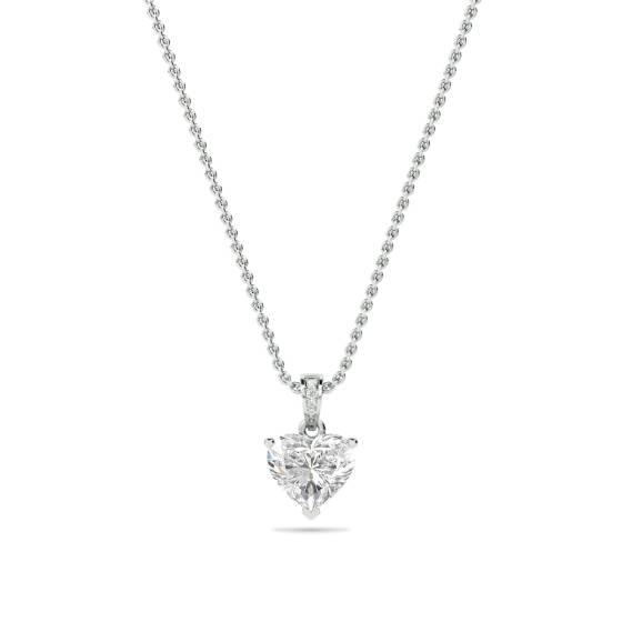 Modern Heart and Round Diamond Pendant