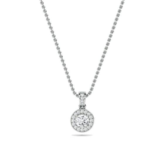 Round Diamond Single Halo Pendant