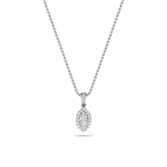 Marquise Diamond Single Halo Pendant