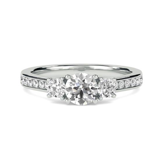 DHRX3177 3 Round Stone Diamond Ring With Shoulder Diamonds