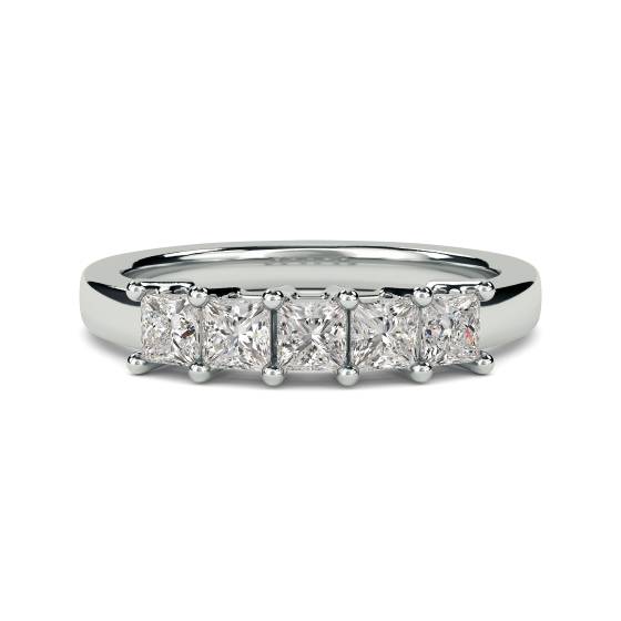 DHRZ0042 5 Stone Princess Diamond Half Eternity Ring