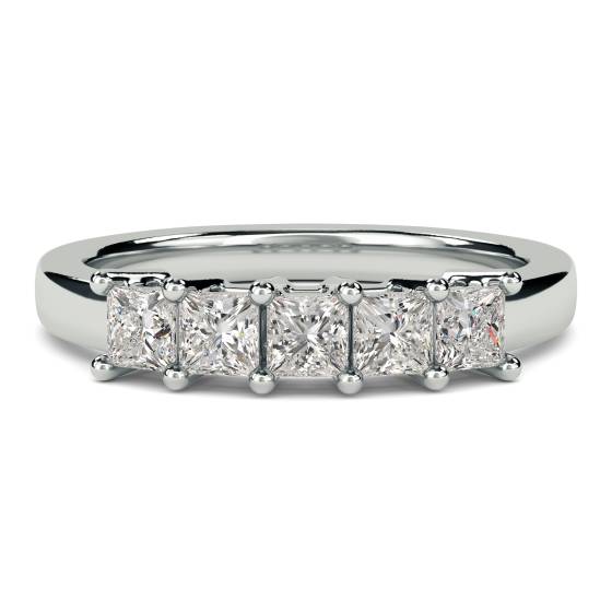 DHRZ0042 5 Stone Princess Diamond Half Eternity Ring