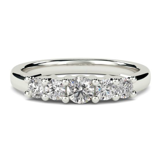 1.27ct VS/F-G Round Natural Diamond 5 Stone Ring