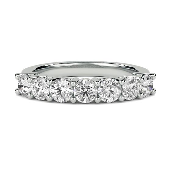0.54ct VVS/E-F Natural Round Diamond 7 Stone Ring in 18k White Gold